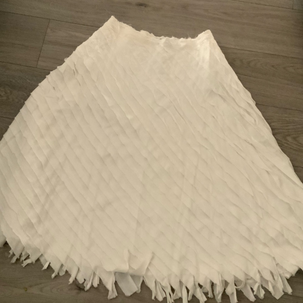 Y2K Ideology Petite White Tiered Ruffle Midi Skirt SZ 10P cotton Festival